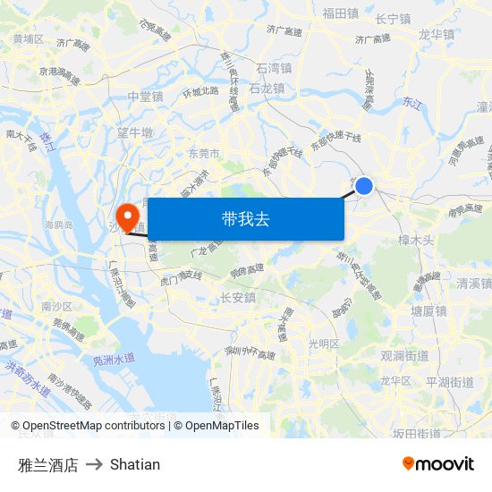 雅兰酒店 to Shatian map