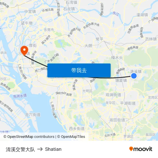 清溪交警大队 to Shatian map