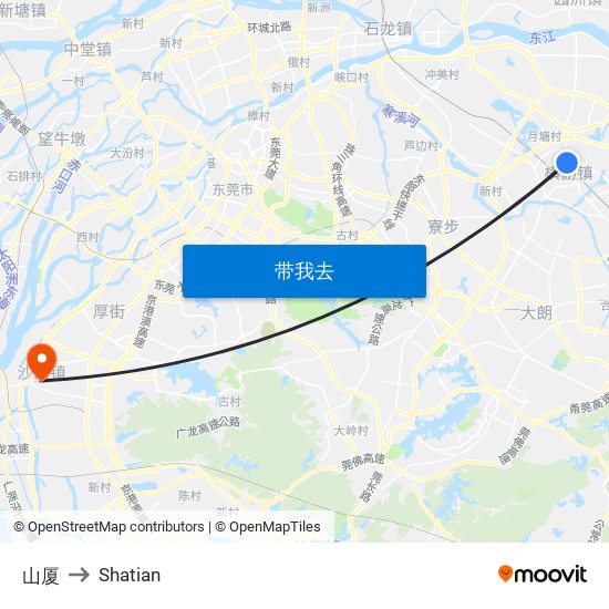 山厦 to Shatian map