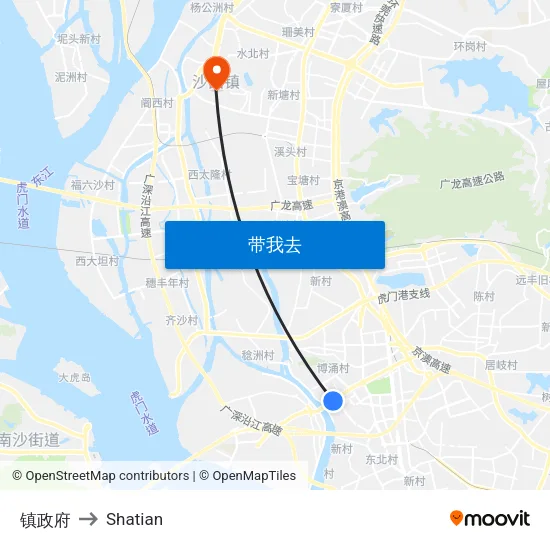 镇政府 to Shatian map