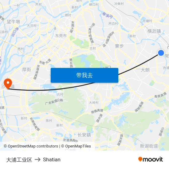 大浦工业区 to Shatian map