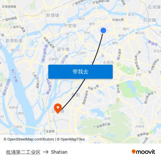 低涌第二工业区 to Shatian map