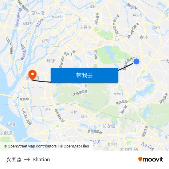 兴围路 to Shatian map