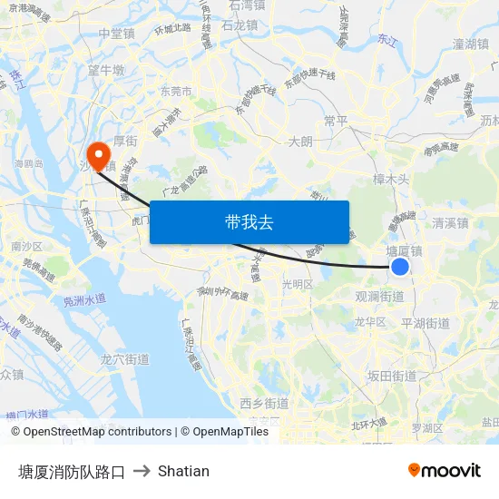 塘厦消防队路口 to Shatian map