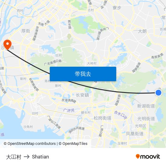 大冚村 to Shatian map