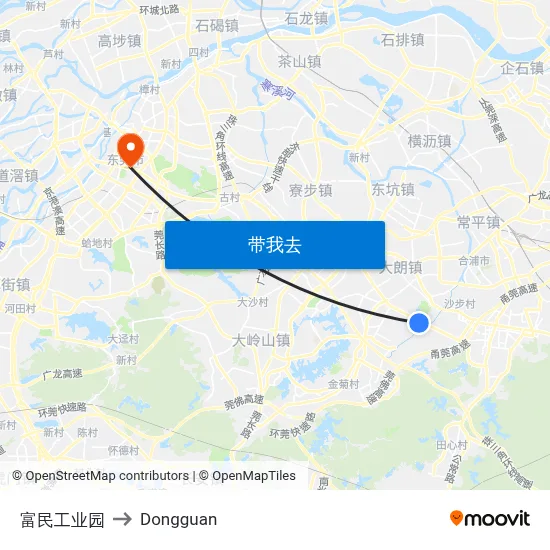 富民工业园 to Dongguan map