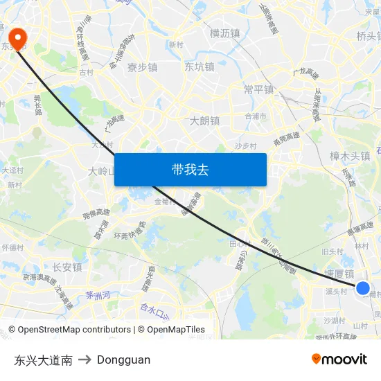 东兴大道南 to Dongguan map