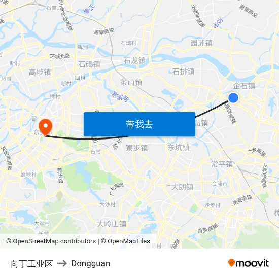 向丁工业区 to Dongguan map