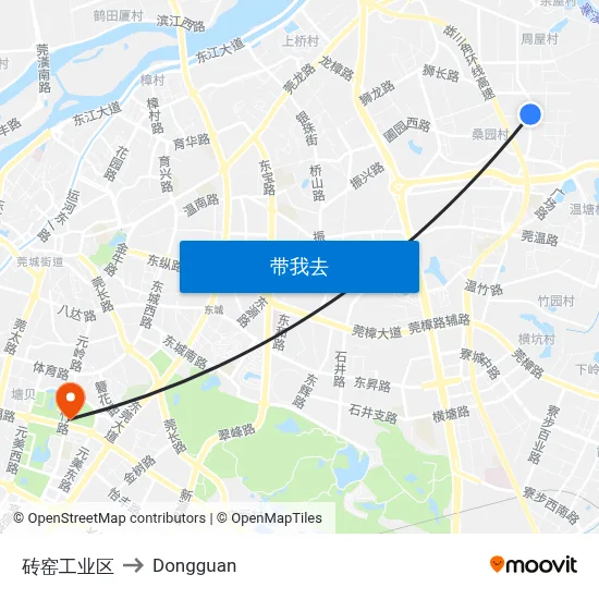 砖窑工业区 to Dongguan map