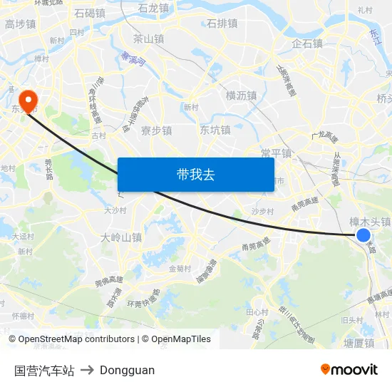 国营汽车站 to Dongguan map