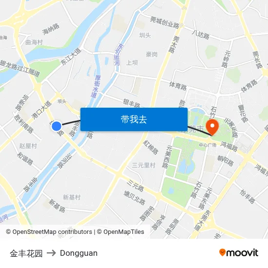 金丰花园 to Dongguan map