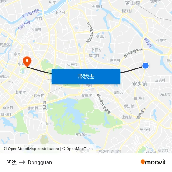 凹边 to Dongguan map