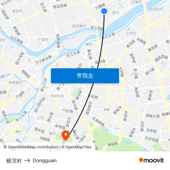 横滘村 to Dongguan map