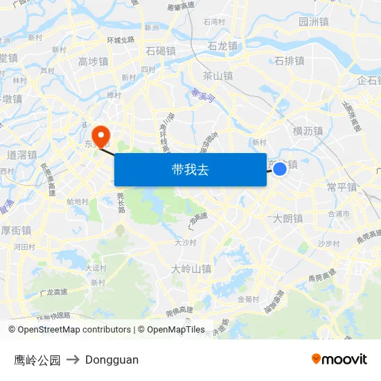 鹰岭公园 to Dongguan map