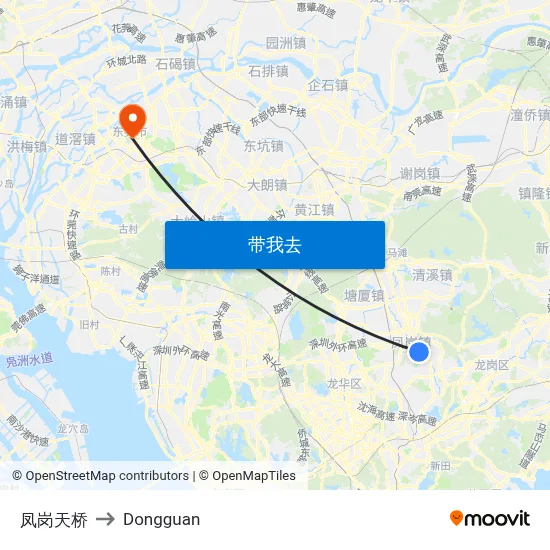 凤岗天桥 to Dongguan map