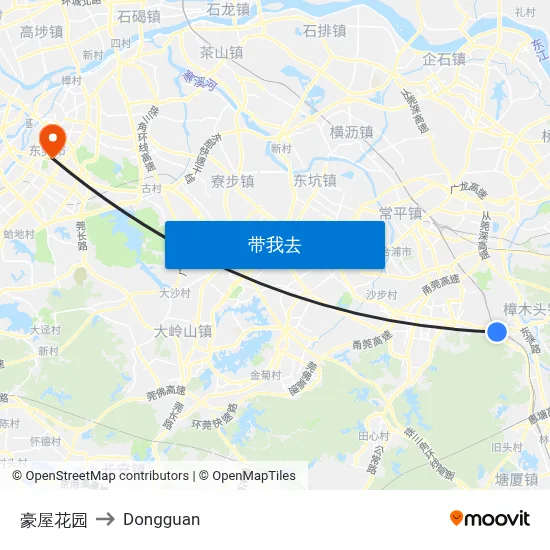 豪屋花园 to Dongguan map