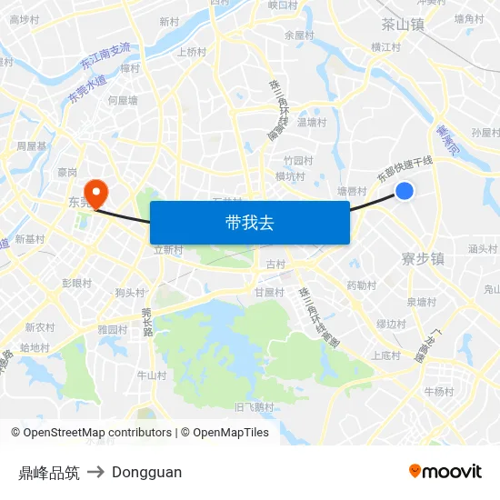 鼎峰品筑 to Dongguan map