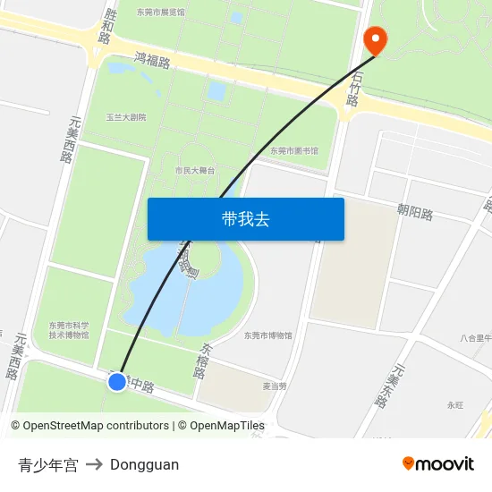 青少年宫 to Dongguan map