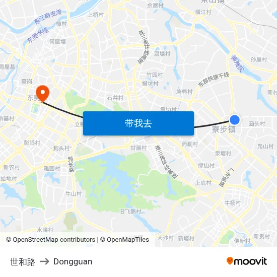 世和路 to Dongguan map