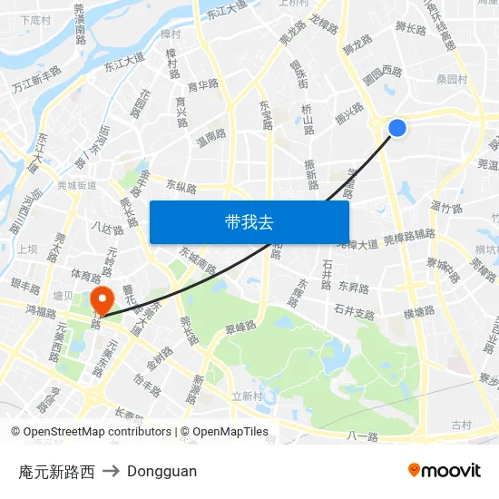 庵元新路西 to Dongguan map