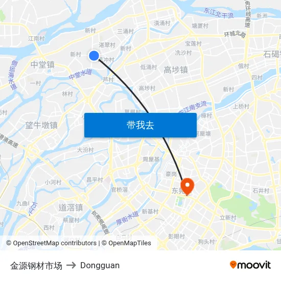 金源钢材市场 to Dongguan map