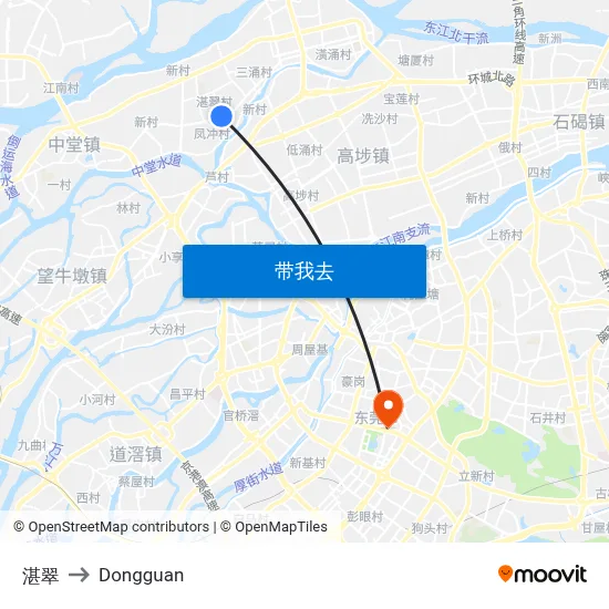 湛翠 to Dongguan map