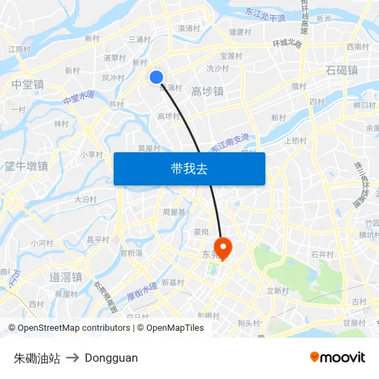 朱磡油站 to Dongguan map