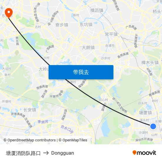 塘厦消防队路口 to Dongguan map