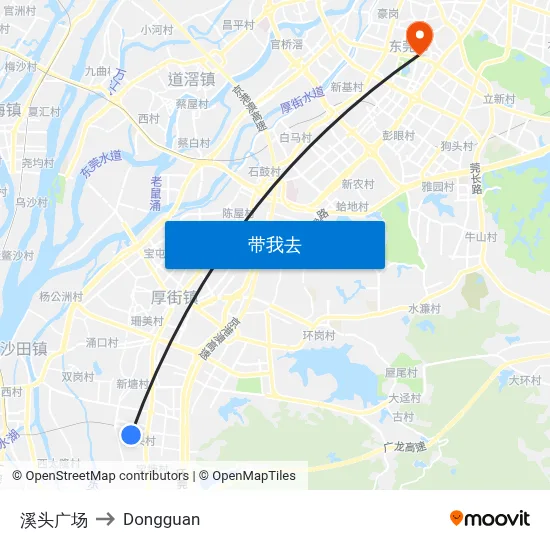 溪头广场 to Dongguan map