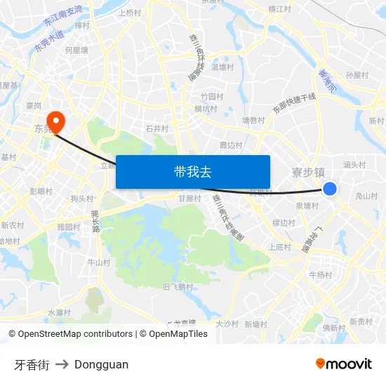 牙香街 to Dongguan map