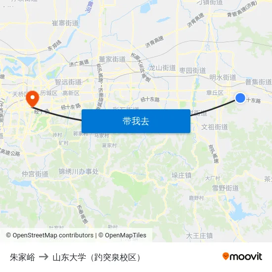 朱家峪 to 山东大学（趵突泉校区） map