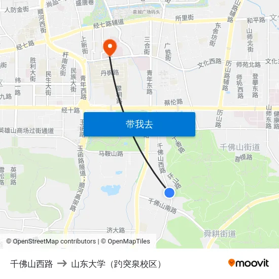 千佛山西路 to 山东大学（趵突泉校区） map