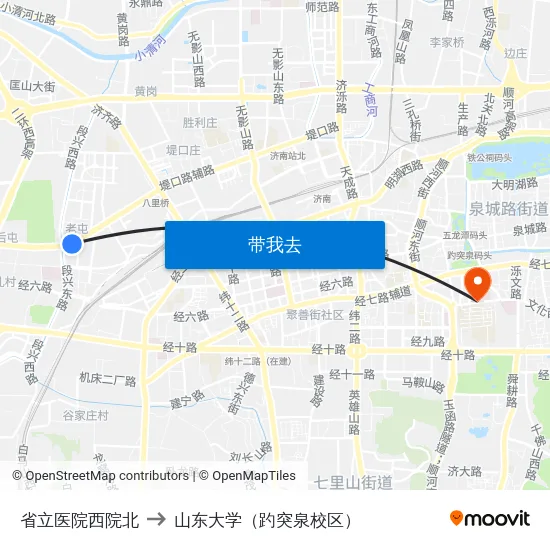 省立医院西院北 to 山东大学（趵突泉校区） map