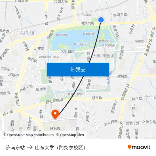 济南东站 to 山东大学（趵突泉校区） map