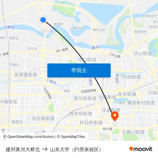 建邦黄河大桥北 to 山东大学（趵突泉校区） map
