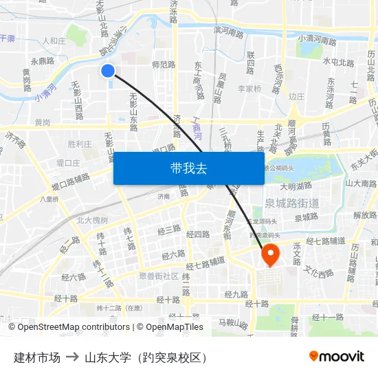 建材市场 to 山东大学（趵突泉校区） map