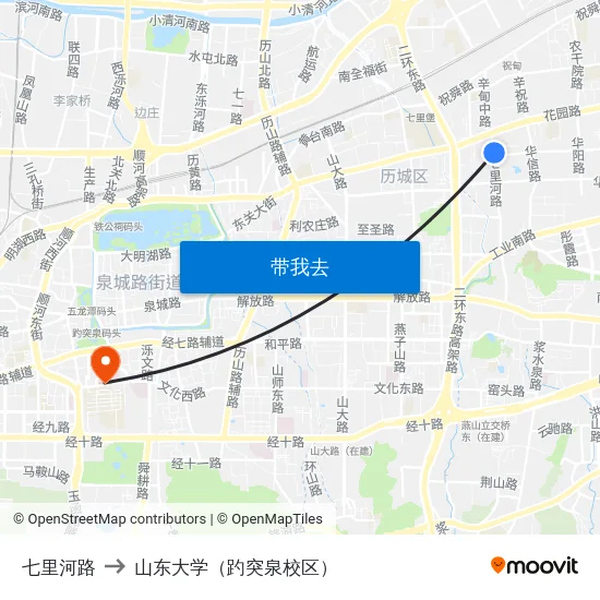 七里河路 to 山东大学（趵突泉校区） map