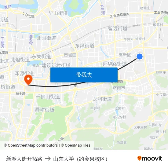 新泺大街开拓路 to 山东大学（趵突泉校区） map