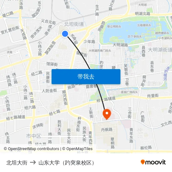 北坦大街 to 山东大学（趵突泉校区） map