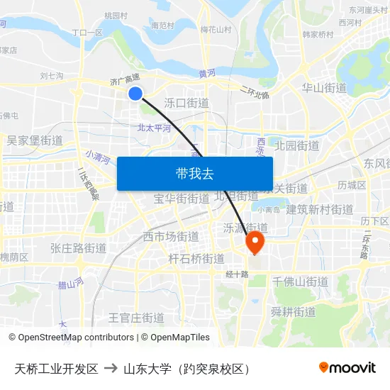 天桥工业开发区 to 山东大学（趵突泉校区） map