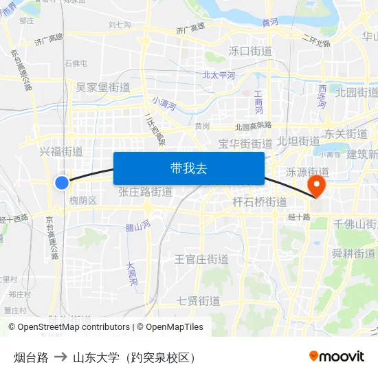 烟台路 to 山东大学（趵突泉校区） map