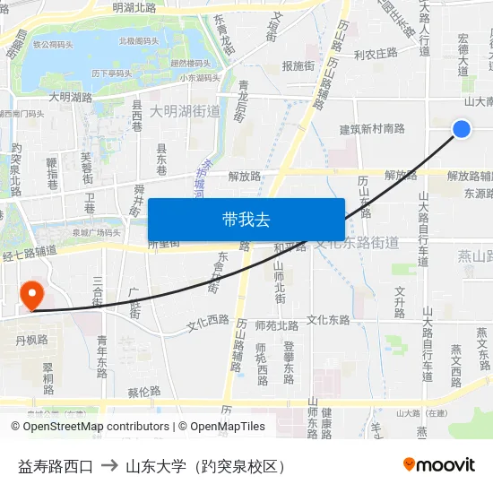 益寿路西口 to 山东大学（趵突泉校区） map