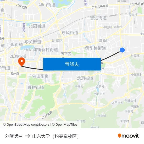 刘智远村 to 山东大学（趵突泉校区） map