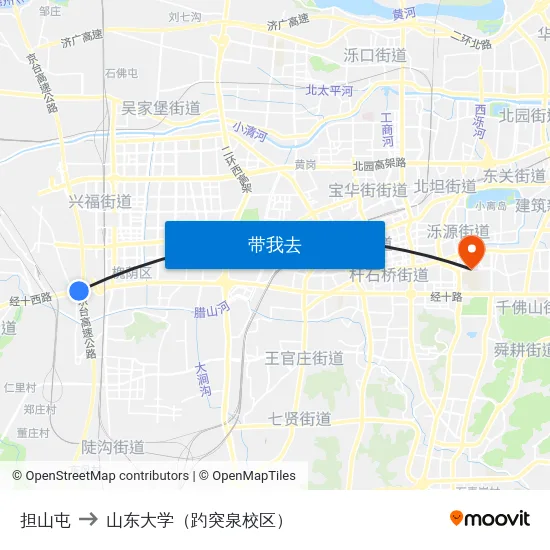 担山屯 to 山东大学（趵突泉校区） map