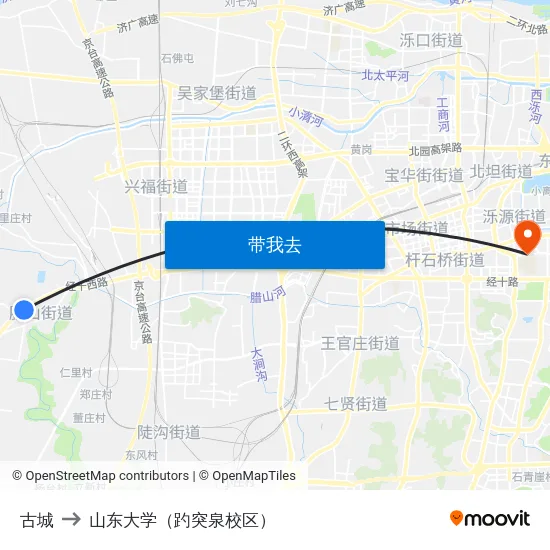 古城 to 山东大学（趵突泉校区） map