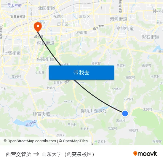 西营交管所 to 山东大学（趵突泉校区） map