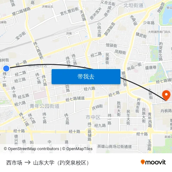 西市场 to 山东大学（趵突泉校区） map