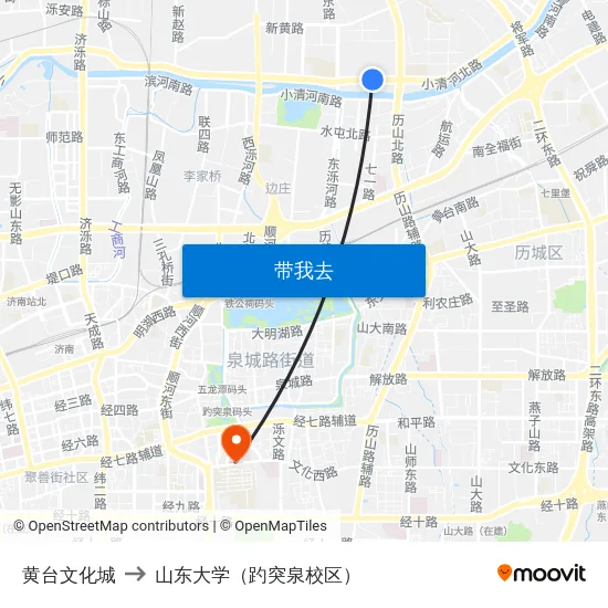 黄台文化城 to 山东大学（趵突泉校区） map