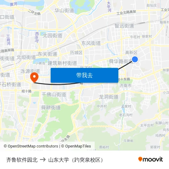 齐鲁软件园北 to 山东大学（趵突泉校区） map