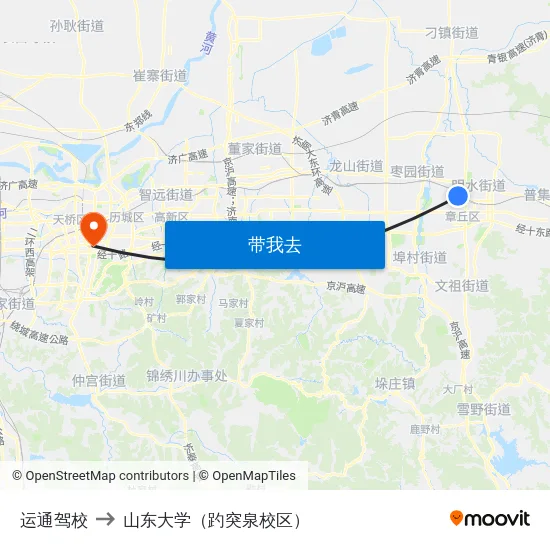 运通驾校 to 山东大学（趵突泉校区） map